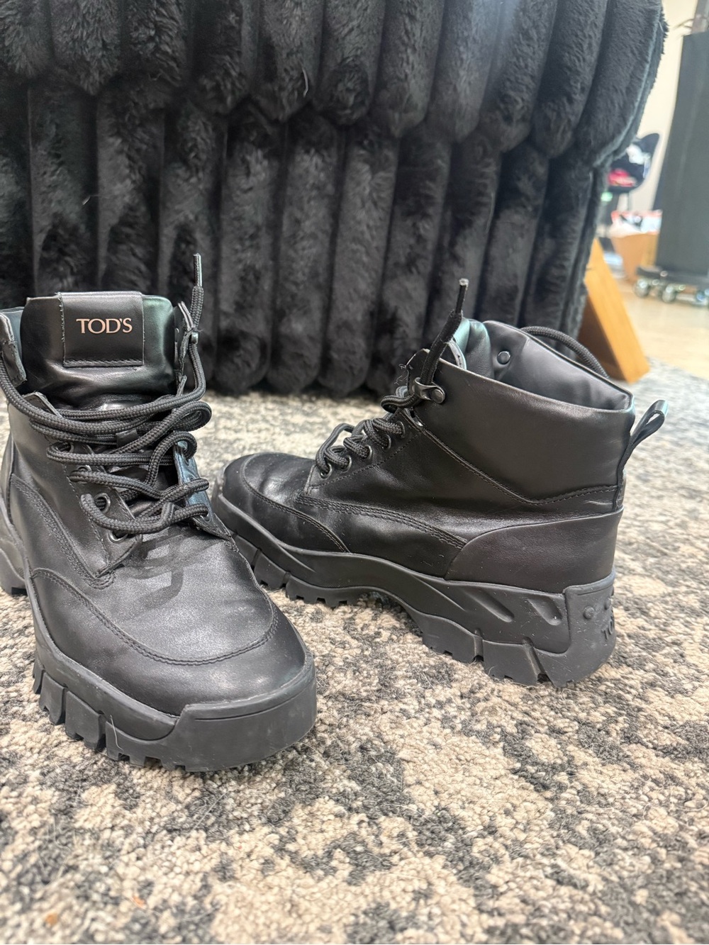Tod’s Black Leather Lug Sole Combat Boots | EU 36 / US 5.5 | Italy